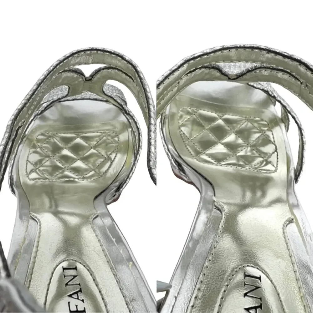 Alfani Women’s Tacy Silver Metallic Platform Strappy Formal Heels 8.5
